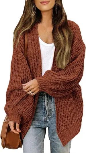 Knit Cardigan Sweaters for Women Open Front Cardigan Ladies Cute Casual Fall Outfits Knitted Sweater