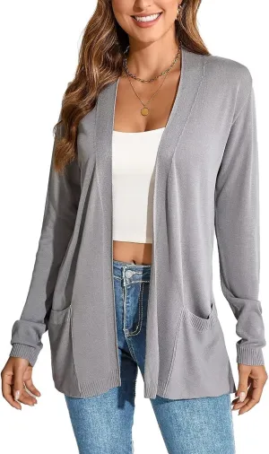 Lightweight Cardigans Sweater for Women Loose Casual Long Sleeve Open Front Breathable Cardigans