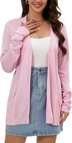 Lightweight Cardigans Sweater for Women Loose Casual Long Sleeve Open Front Breathable Cardigans