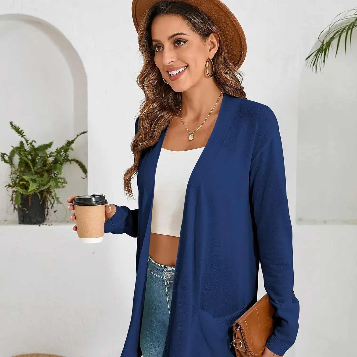 Lightweight Cardigans Sweater for Women Loose Casual Long Sleeve Open Front Breathable Cardigans