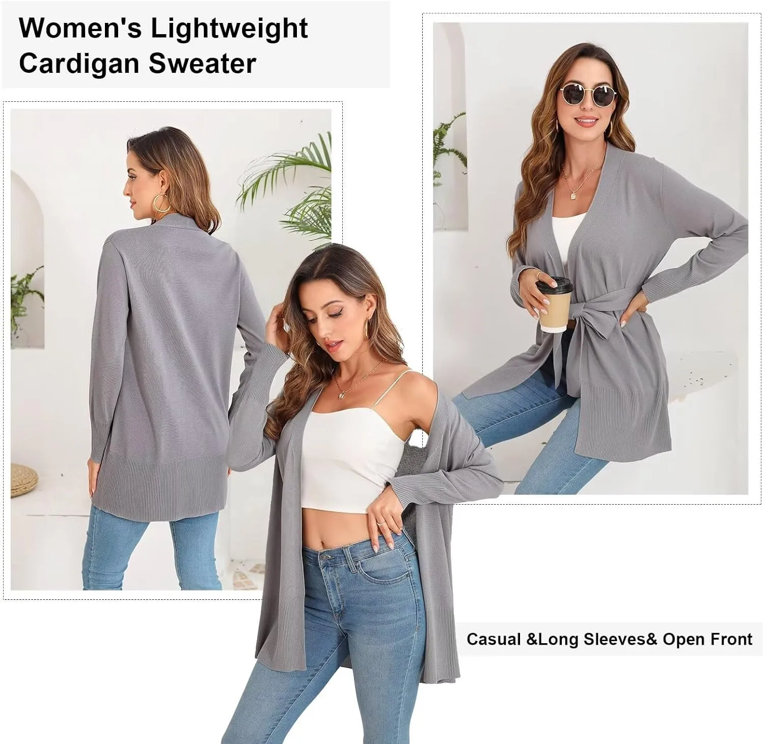 Lightweight Cardigans Sweater for Women Loose Casual Long Sleeve Open Front Breathable Cardigans