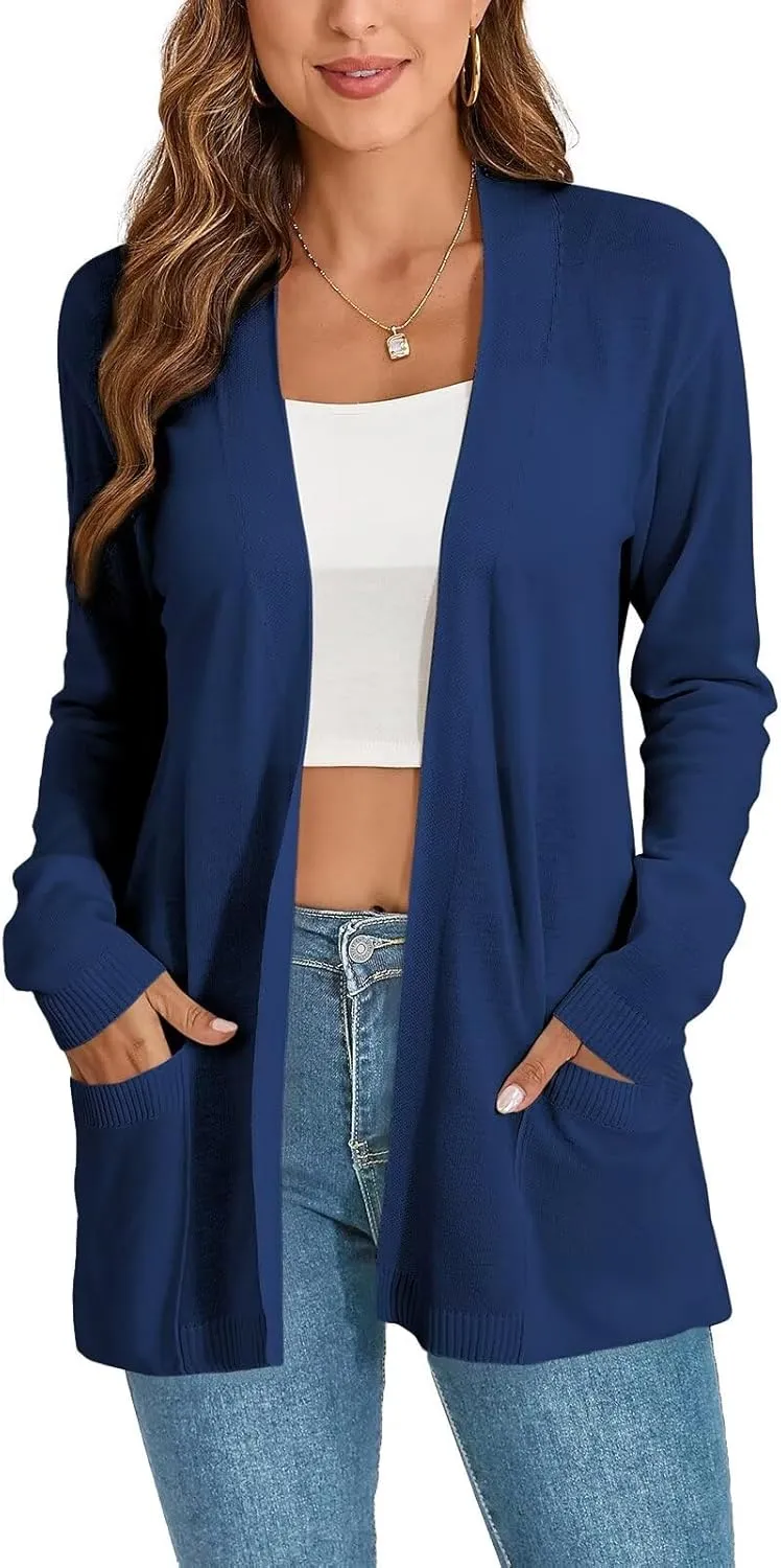 Lightweight Cardigans Sweater for Women Loose Casual Long Sleeve Open Front Breathable Cardigans