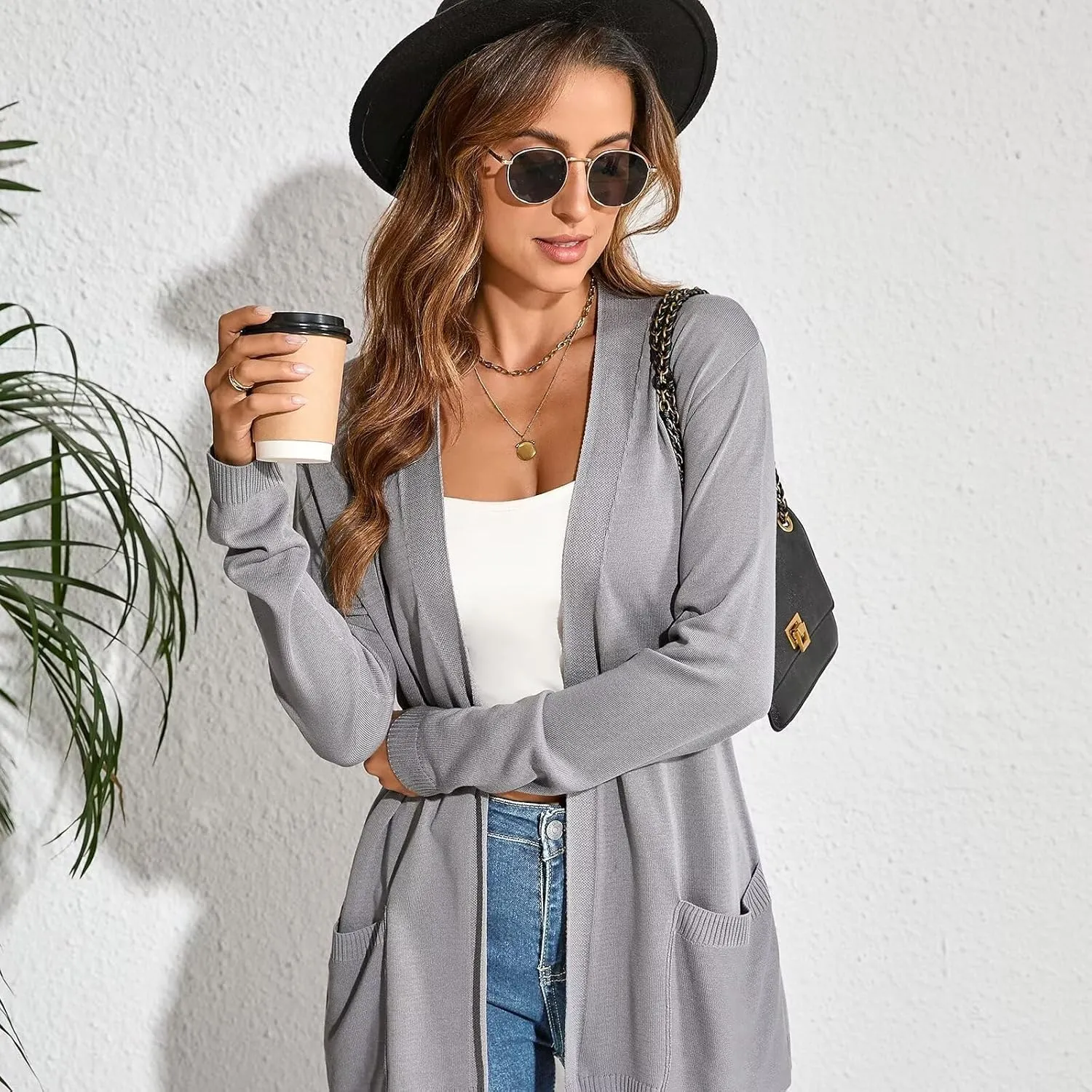 Lightweight Cardigans Sweater for Women Loose Casual Long Sleeve Open Front Breathable Cardigans