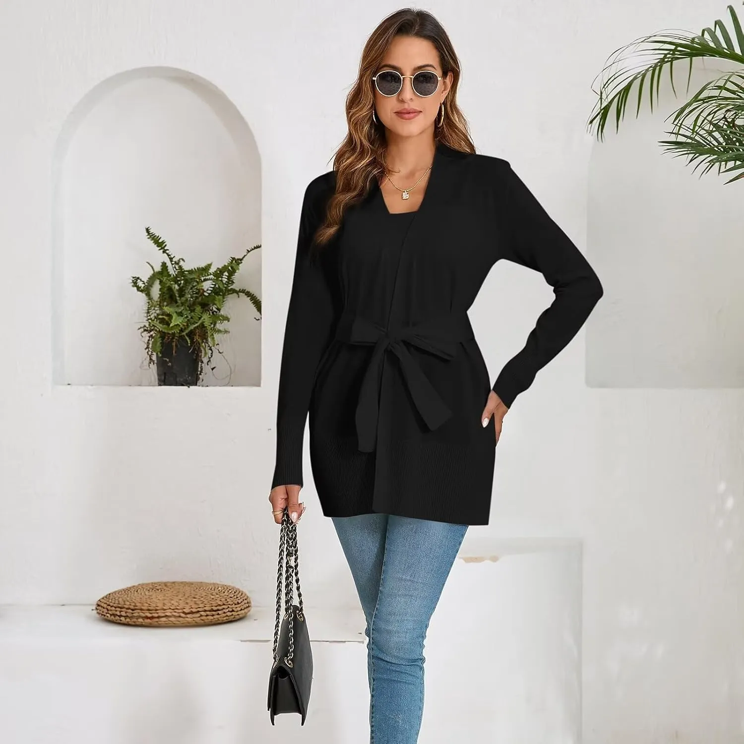 Lightweight Cardigans Sweater for Women Loose Casual Long Sleeve Open Front Breathable Cardigans