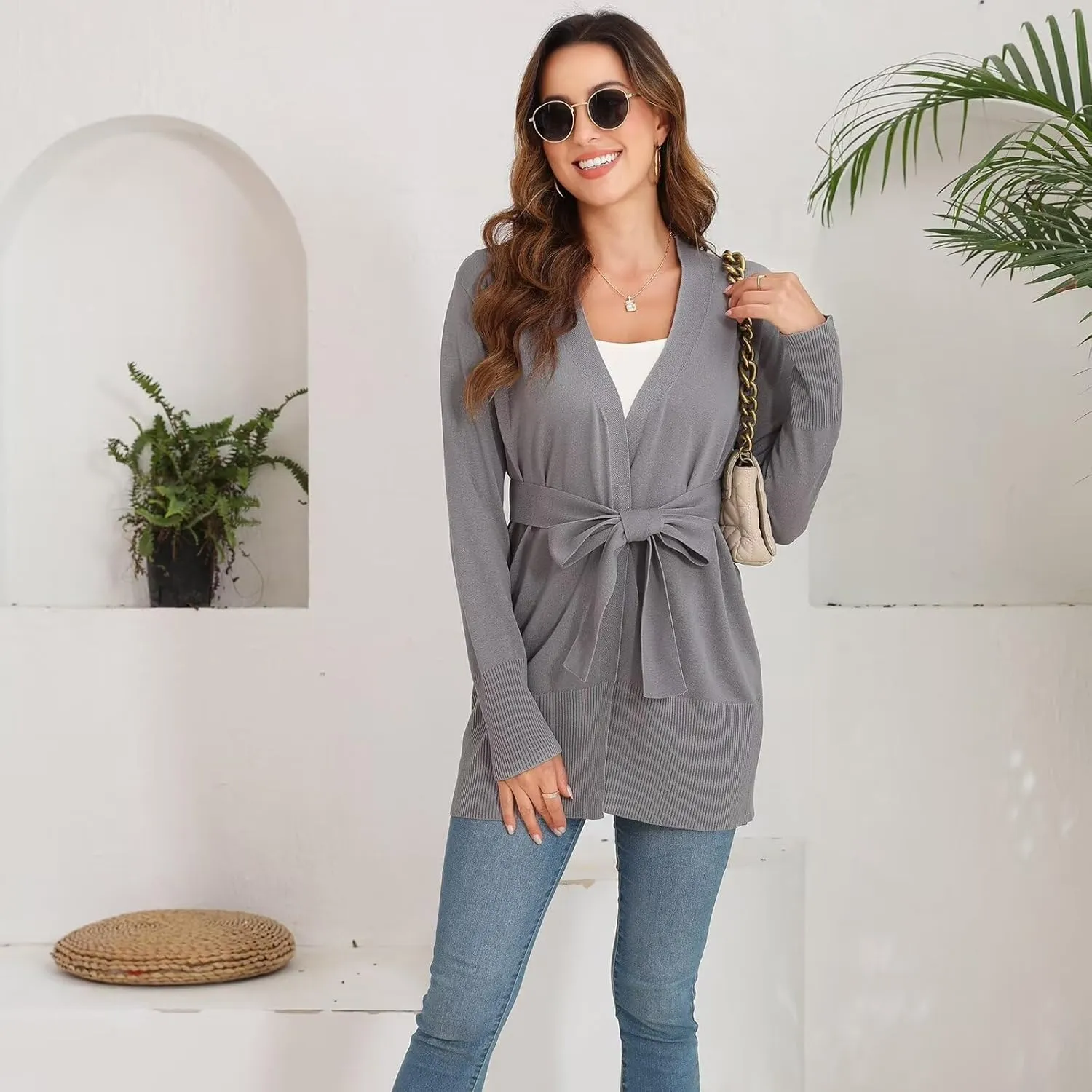 Lightweight Cardigans Sweater for Women Loose Casual Long Sleeve Open Front Breathable Cardigans
