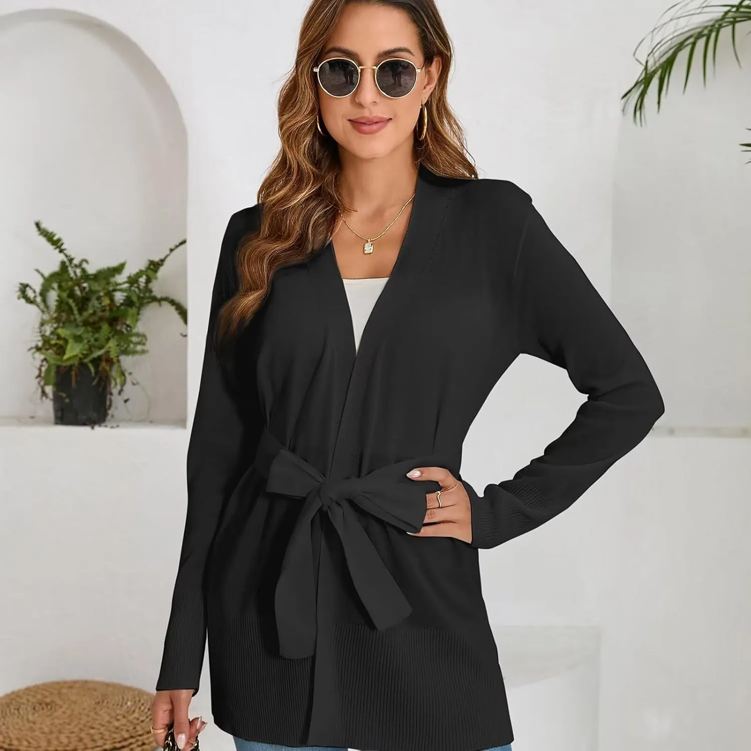 Lightweight Cardigans Sweater for Women Loose Casual Long Sleeve Open Front Breathable Cardigans