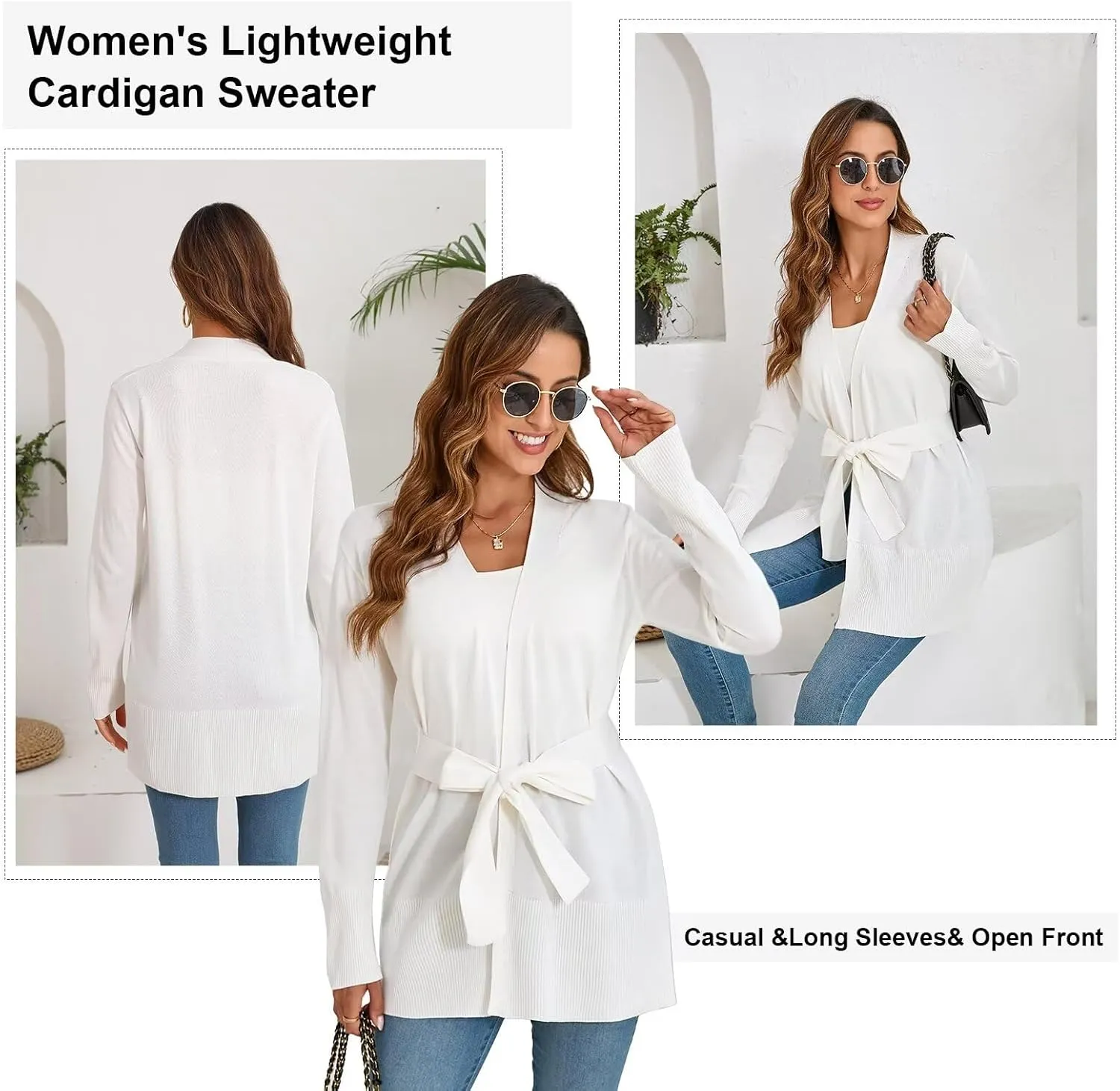 Lightweight Cardigans Sweater for Women Loose Casual Long Sleeve Open Front Breathable Cardigans