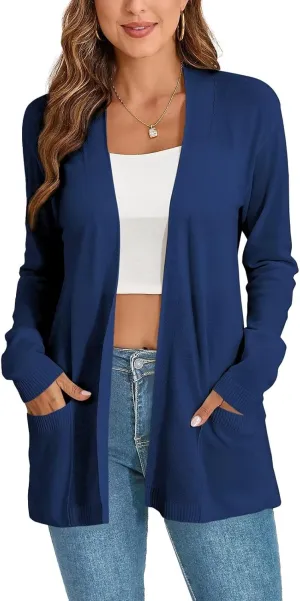 Lightweight Cardigans Sweater for Women Loose Casual Long Sleeve Open Front Breathable Cardigans