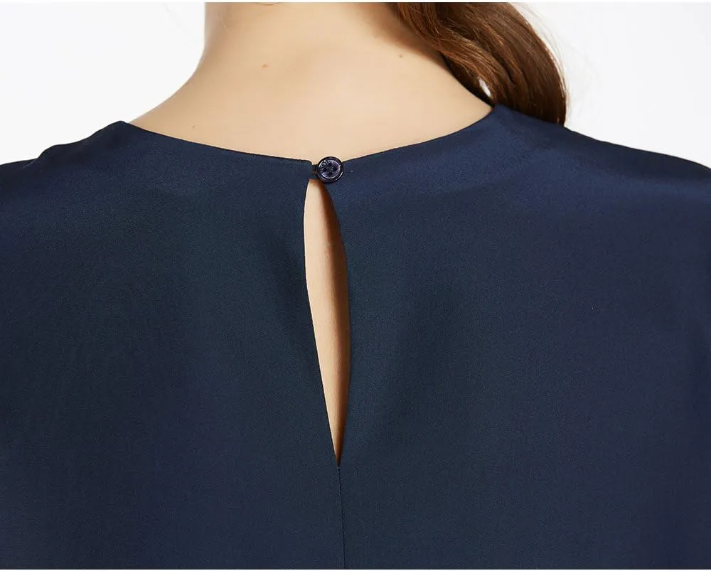 LilySilk Silk Blouses for Women Short Sleeve 100 Pure Mulberry 22 Momme Ladies Silk Tops Button Slit Back Closure