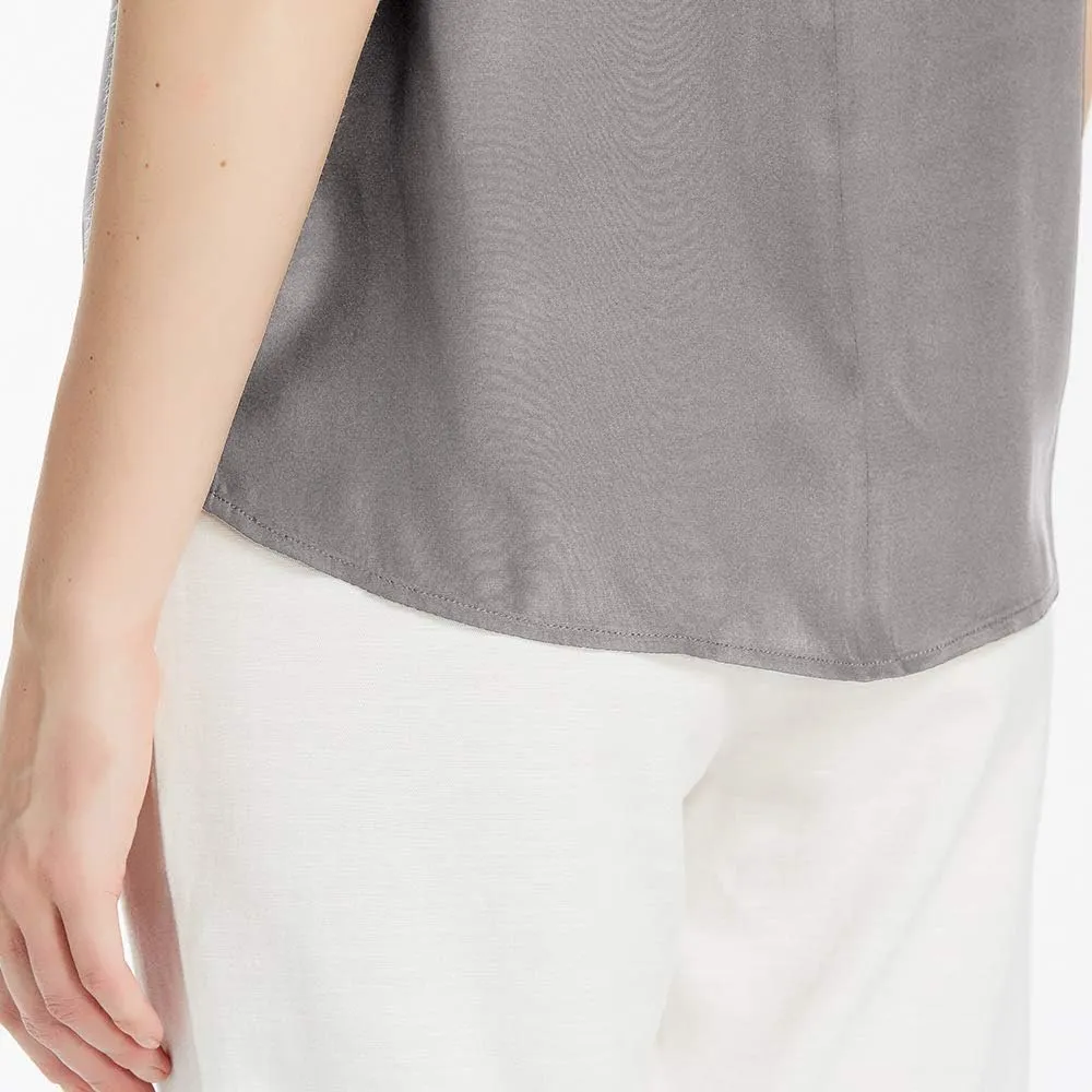 LilySilk Silk Blouses for Women Short Sleeve 100 Pure Mulberry 22 Momme Ladies Silk Tops Button Slit Back Closure