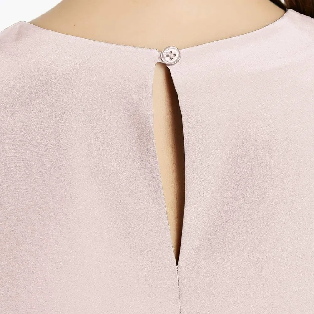 LilySilk Silk Blouses for Women Short Sleeve 100 Pure Mulberry 22 Momme Ladies Silk Tops Button Slit Back Closure