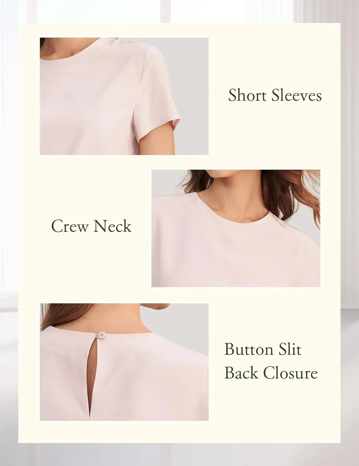 LilySilk Silk Blouses for Women Short Sleeve 100 Pure Mulberry 22 Momme Ladies Silk Tops Button Slit Back Closure