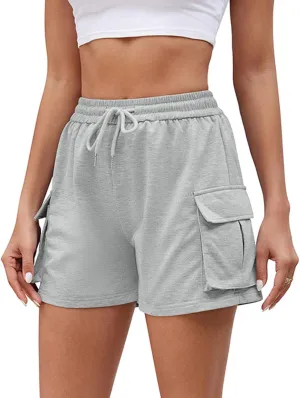 Linen Shorts for Women Elastic High Waisted Outdoor Hiking Pants Breathable Wide Leg Beach Vacation Outfits