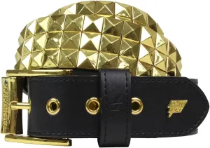 Lowlife of London Belts Triple S Studded 3 Row Pyramid Leather Belt, Studded Punk Goth Rock Pyramid Belt, Metal Stud