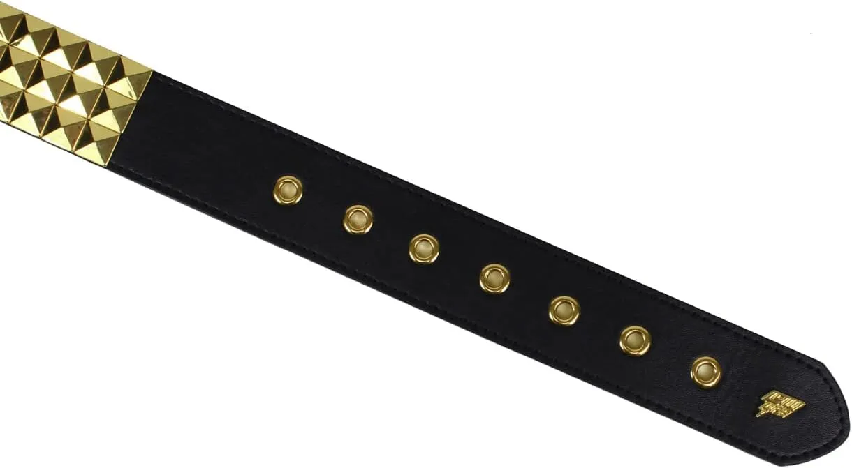 Lowlife of London Belts Triple S Studded 3 Row Pyramid Leather Belt, Studded Punk Goth Rock Pyramid Belt, Metal Stud