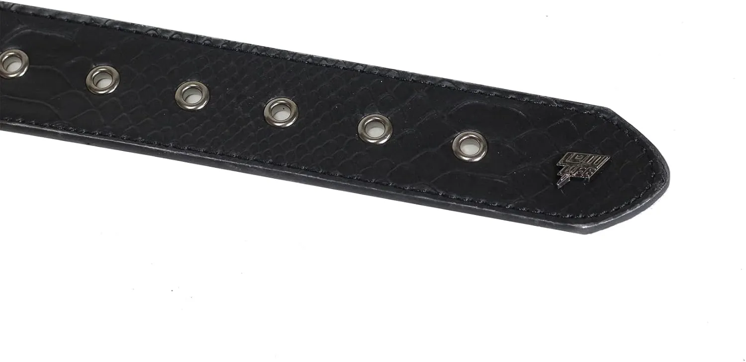 Lowlife of London Belts Triple S Studded 3 Row Pyramid Leather Belt, Studded Punk Goth Rock Pyramid Belt, Metal Stud