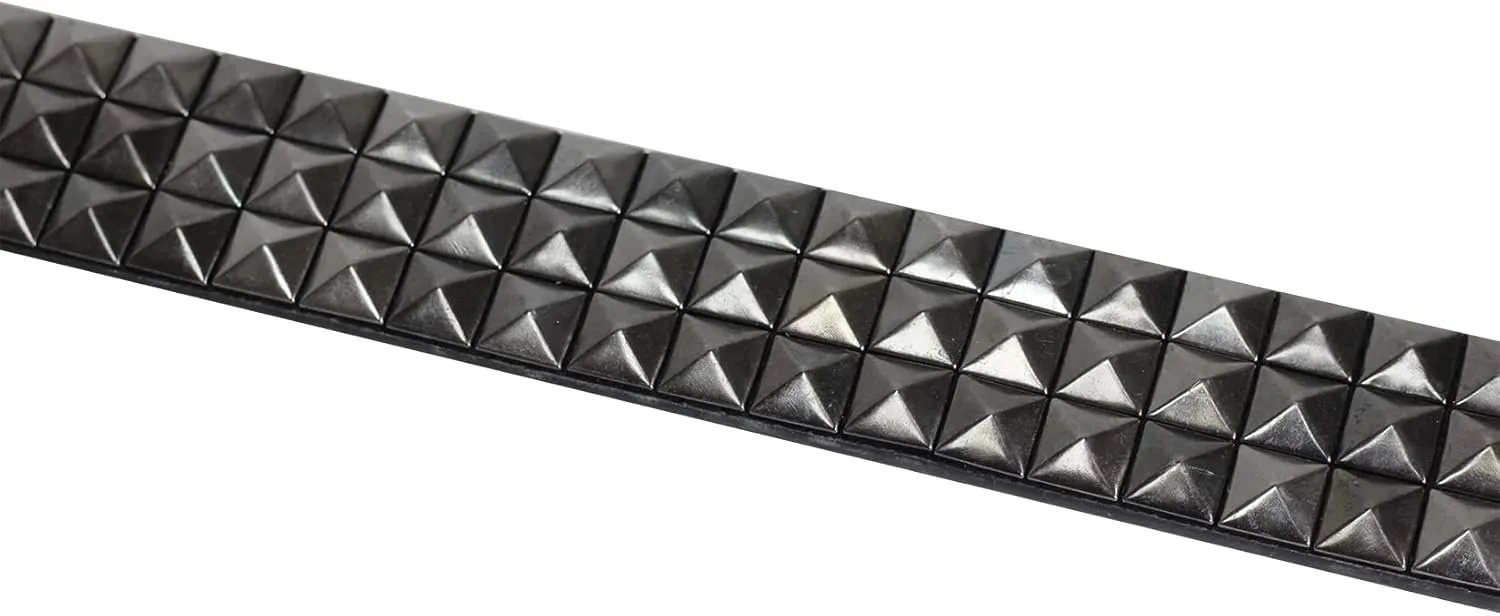 Lowlife of London Belts Triple S Studded 3 Row Pyramid Leather Belt, Studded Punk Goth Rock Pyramid Belt, Metal Stud