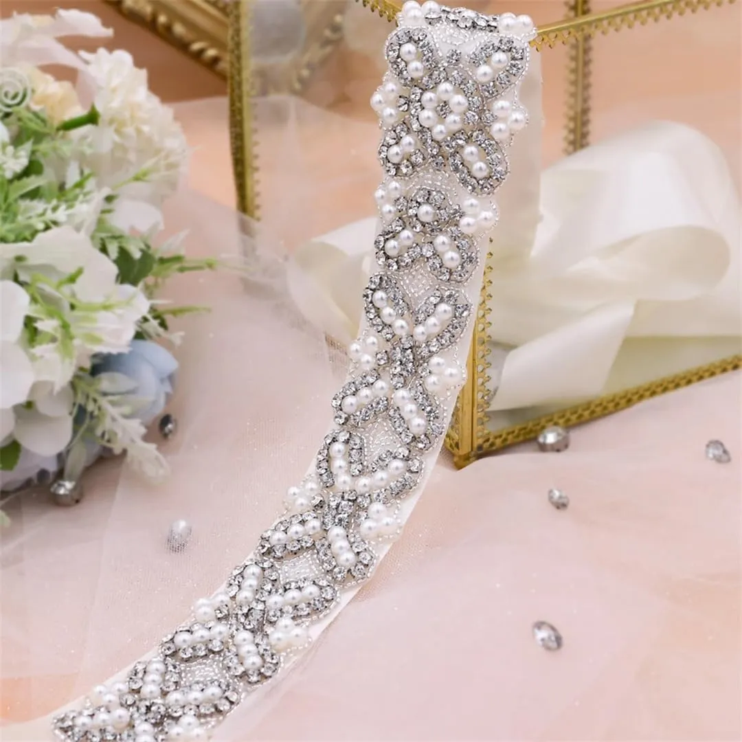 Luxury Women Belt Pearl Rhinestone Evening Dress Sash Wedding Brides Accessories