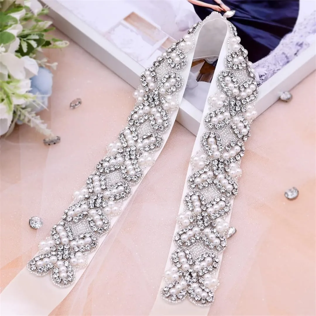Luxury Women Belt Pearl Rhinestone Evening Dress Sash Wedding Brides Accessories