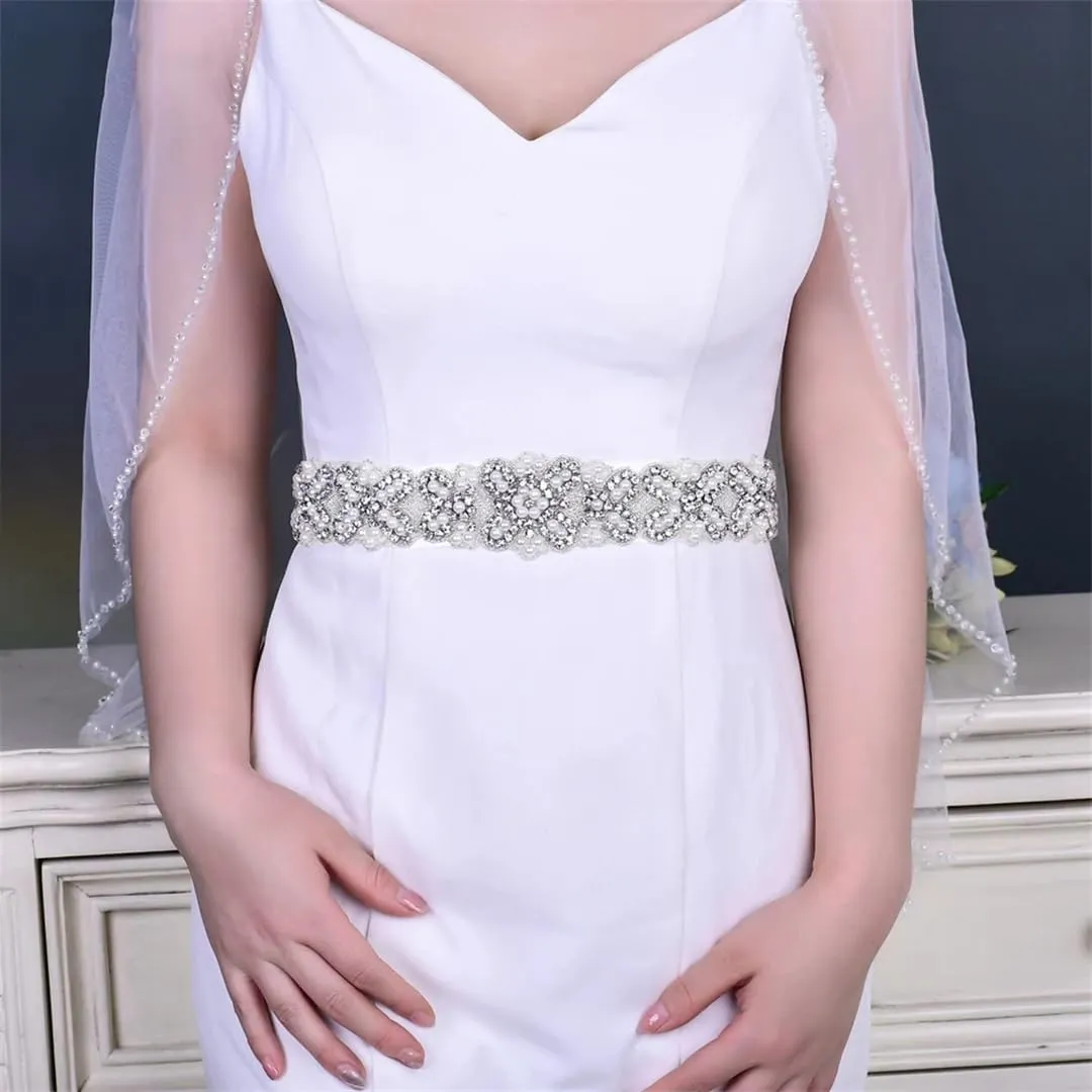 Luxury Women Belt Pearl Rhinestone Evening Dress Sash Wedding Brides Accessories