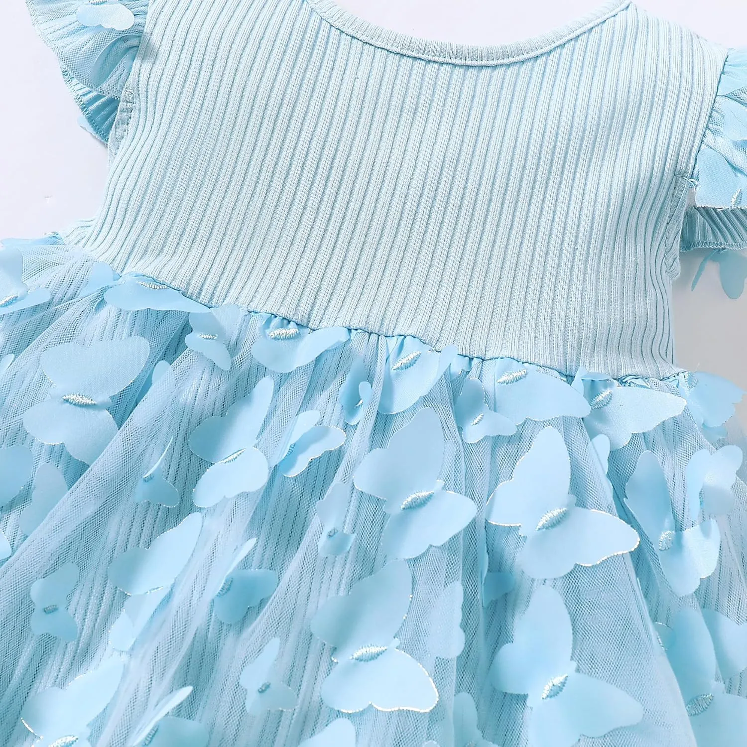 LYSMuch Baby Girl Butterfly Dress Baby Princess Short Sleeve Party Dress