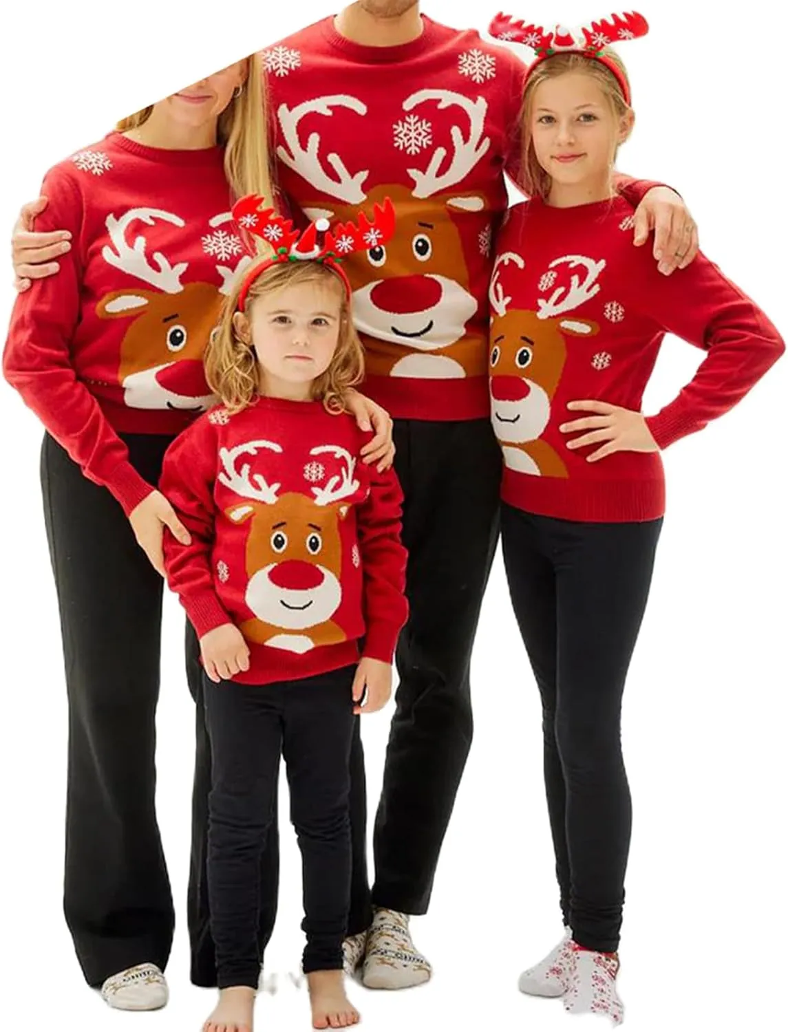 Matching Family Christmas Sweaters Ugly Knitted Pullover Long Sleeve Crew Neck Xmas Holiday Jumper Tops