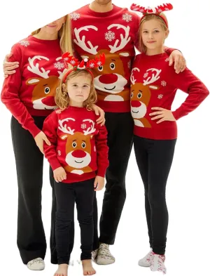 Matching Family Christmas Sweaters Ugly Knitted Pullover Long Sleeve Crew Neck Xmas Holiday Jumper Tops