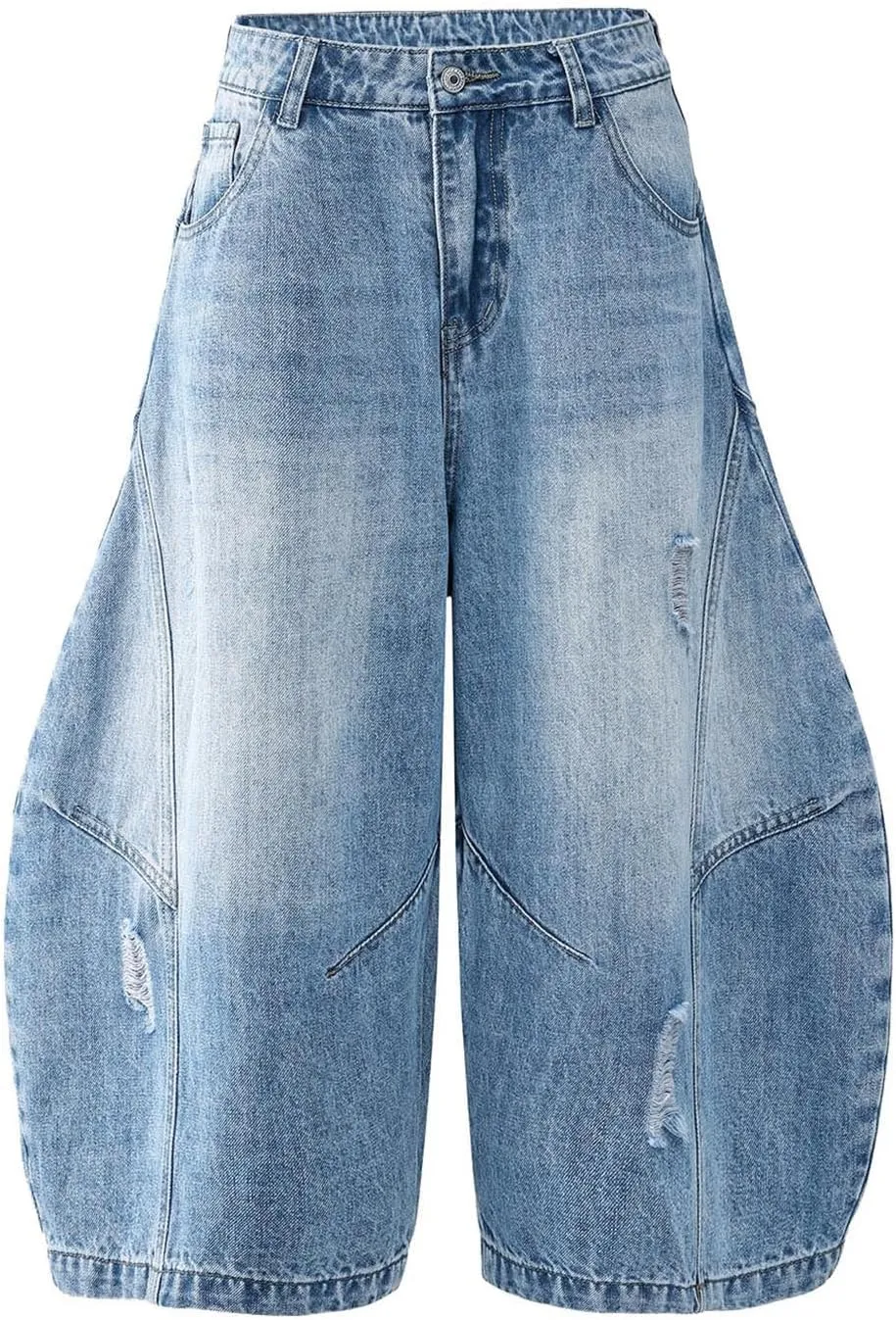 Men Baggy Jean Shorts Loose Fit Mid Denim Shorts Wide Leg Y2K Grunge Streetwear