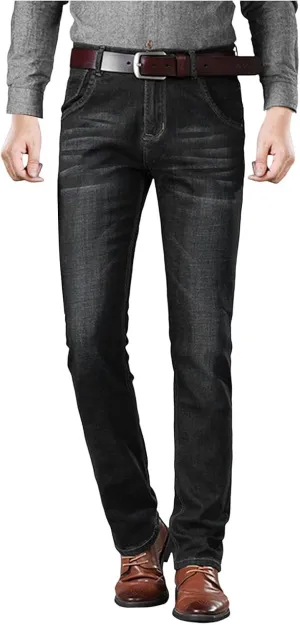 Men Classic Relaxed Fit Jeans 90s Vintage Straight Leg Denim Pants Comfort Flex Waist Stretch Workwear Jeans Trouser