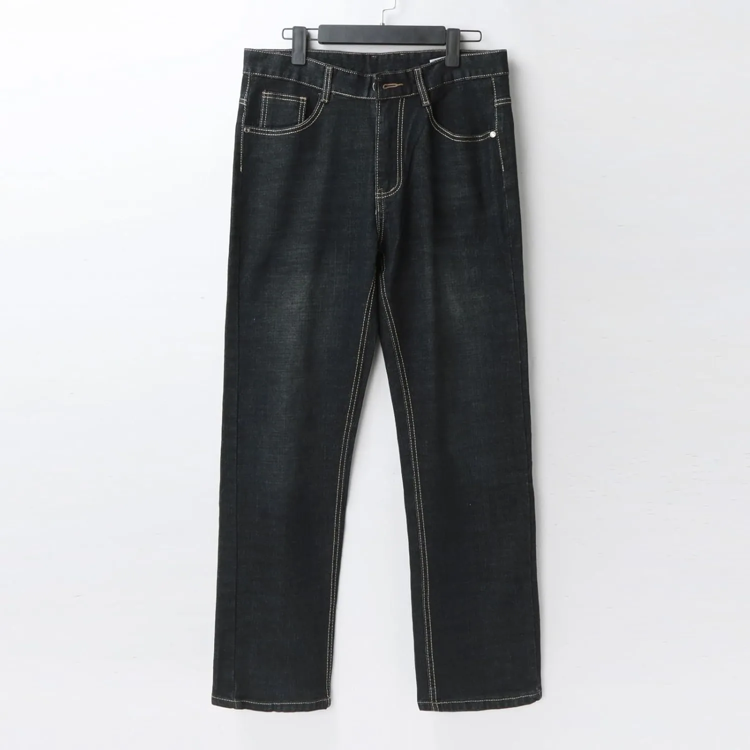 Men Classic Relaxed Fit Jeans 90s Vintage Straight Leg Denim Pants Comfort Flex Waist Stretch Workwear Jeans Trouser