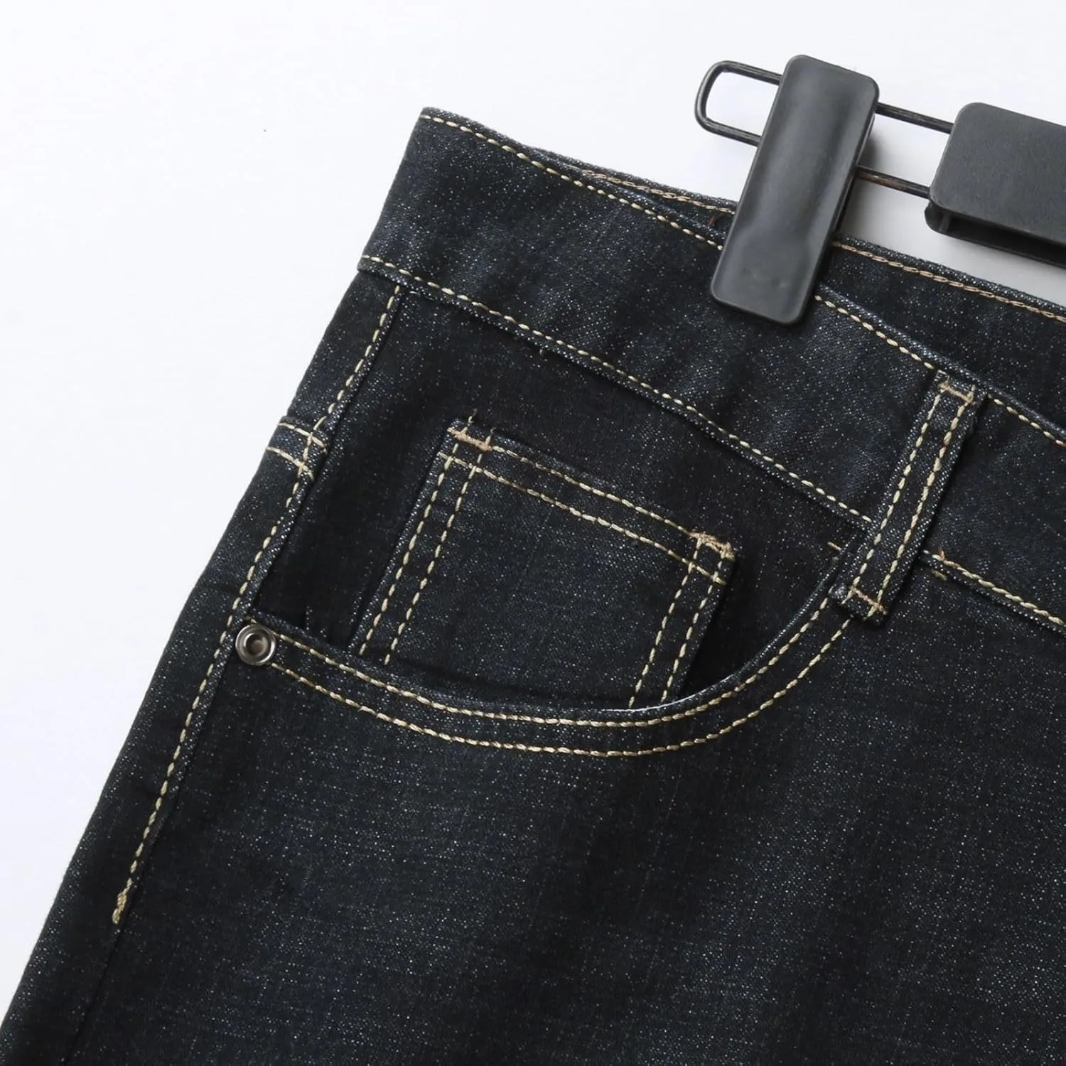 Men Classic Relaxed Fit Jeans 90s Vintage Straight Leg Denim Pants Comfort Flex Waist Stretch Workwear Jeans Trouser