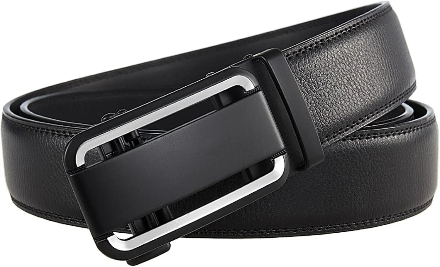 Men Leather Belts Automatic Ratchet Buckle Business Formal Dress