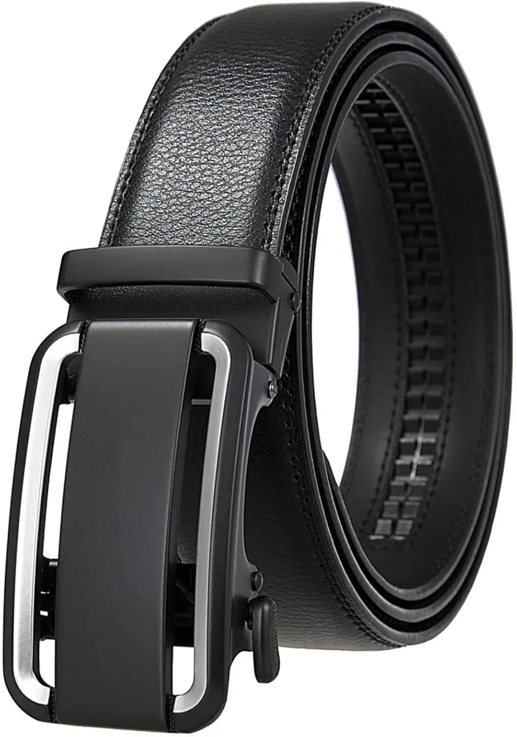 Men Leather Belts Automatic Ratchet Buckle Business Formal Dress