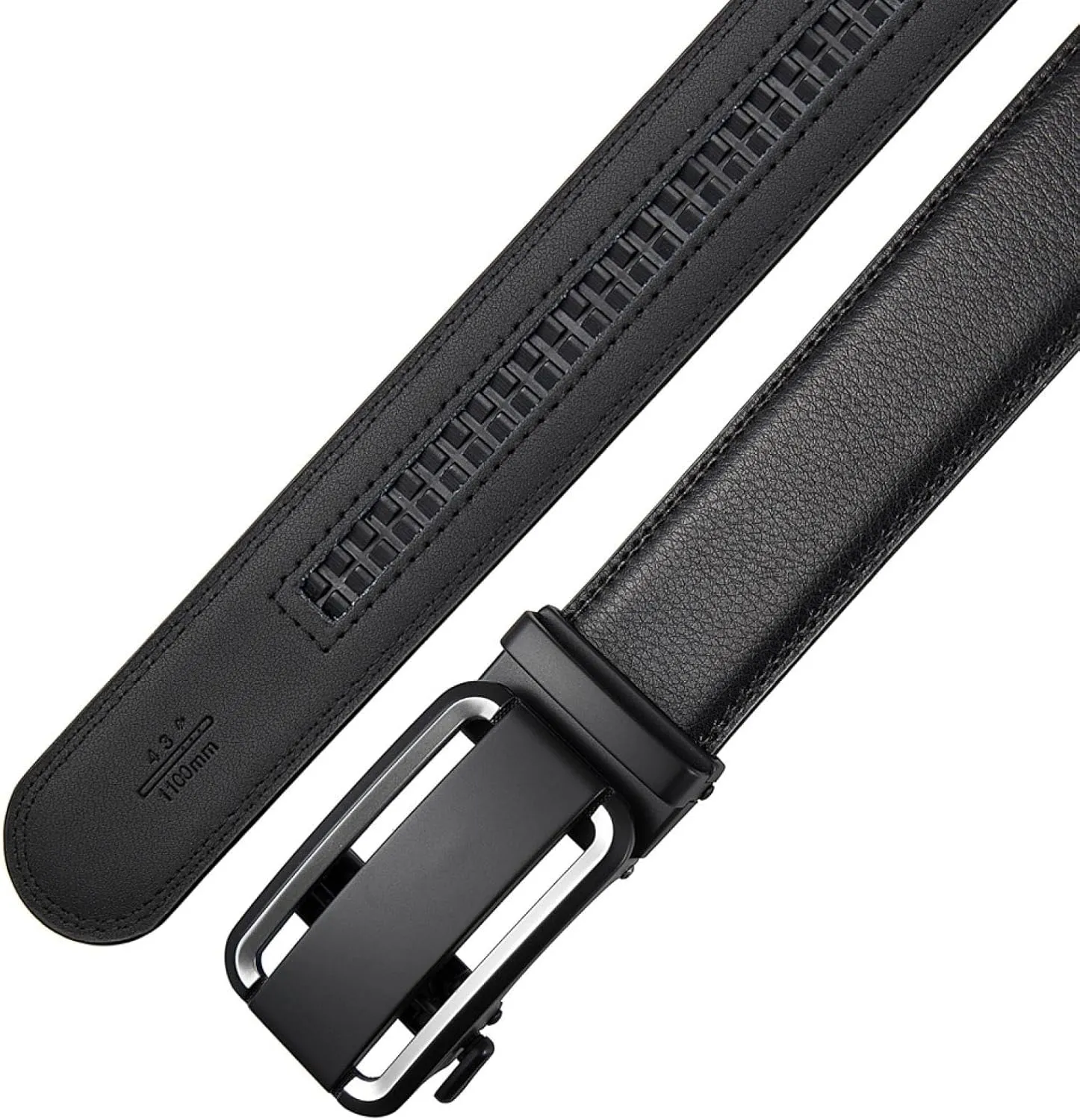 Men Leather Belts Automatic Ratchet Buckle Business Formal Dress