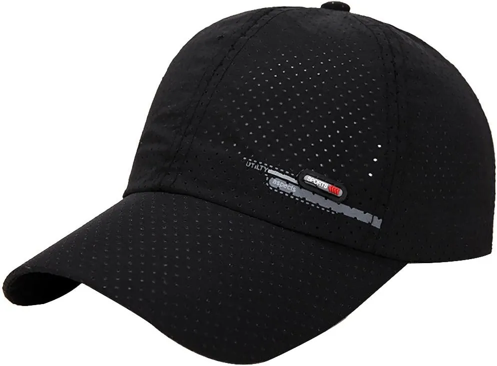 Men Quick Drying Baseball Cap Mesh Sun Cap Curved Brim Snapback Hat Unisex Breathable Full Mesh Baseball Cap