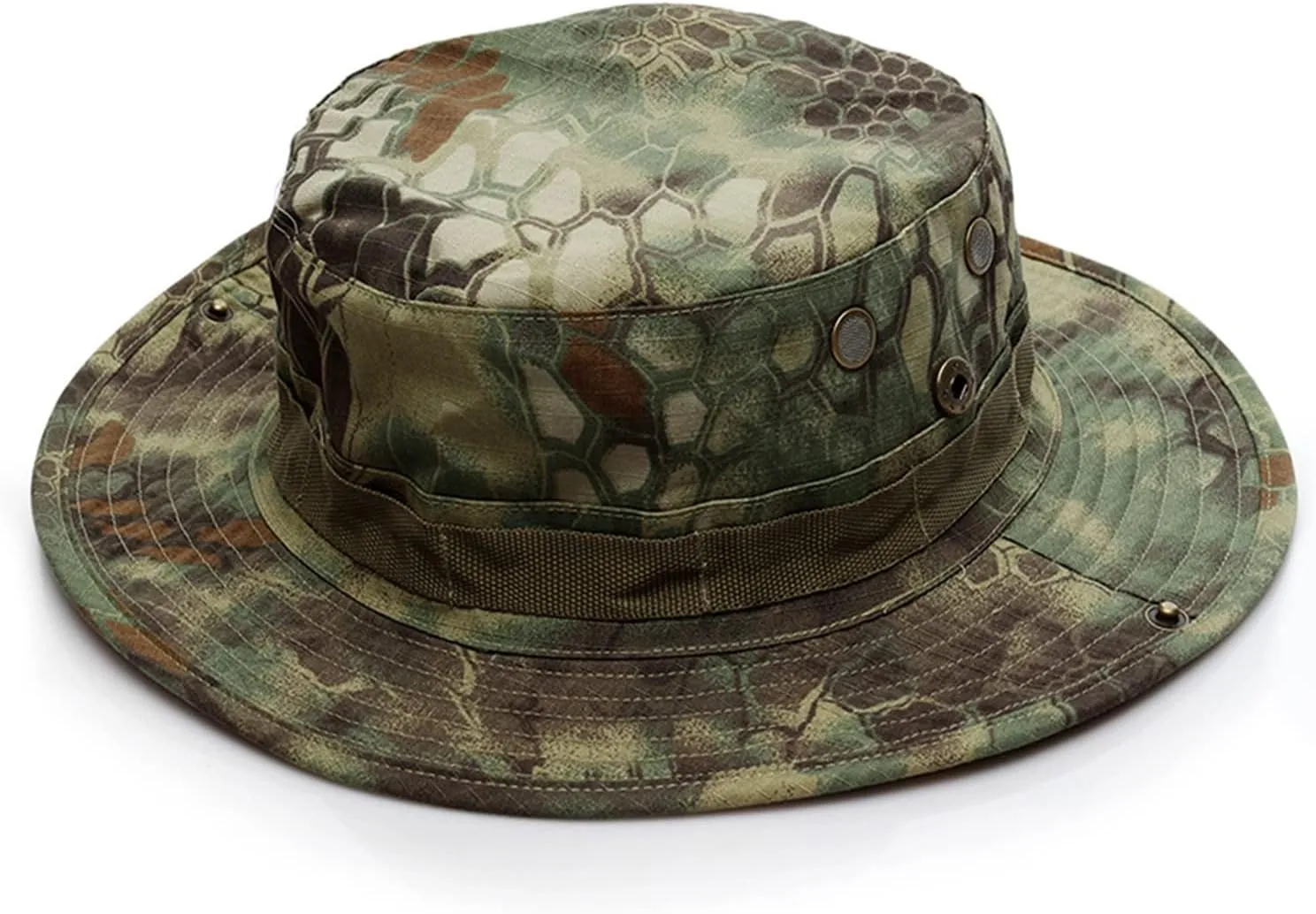 Men's and Women's Camouflage Bucket Hats Adjustable Rope Button Fisherman Cap Wide Brim Hiking Sun Hat