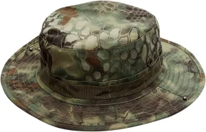 Men's and Women's Camouflage Bucket Hats Adjustable Rope Button Fisherman Cap Wide Brim Hiking Sun Hat