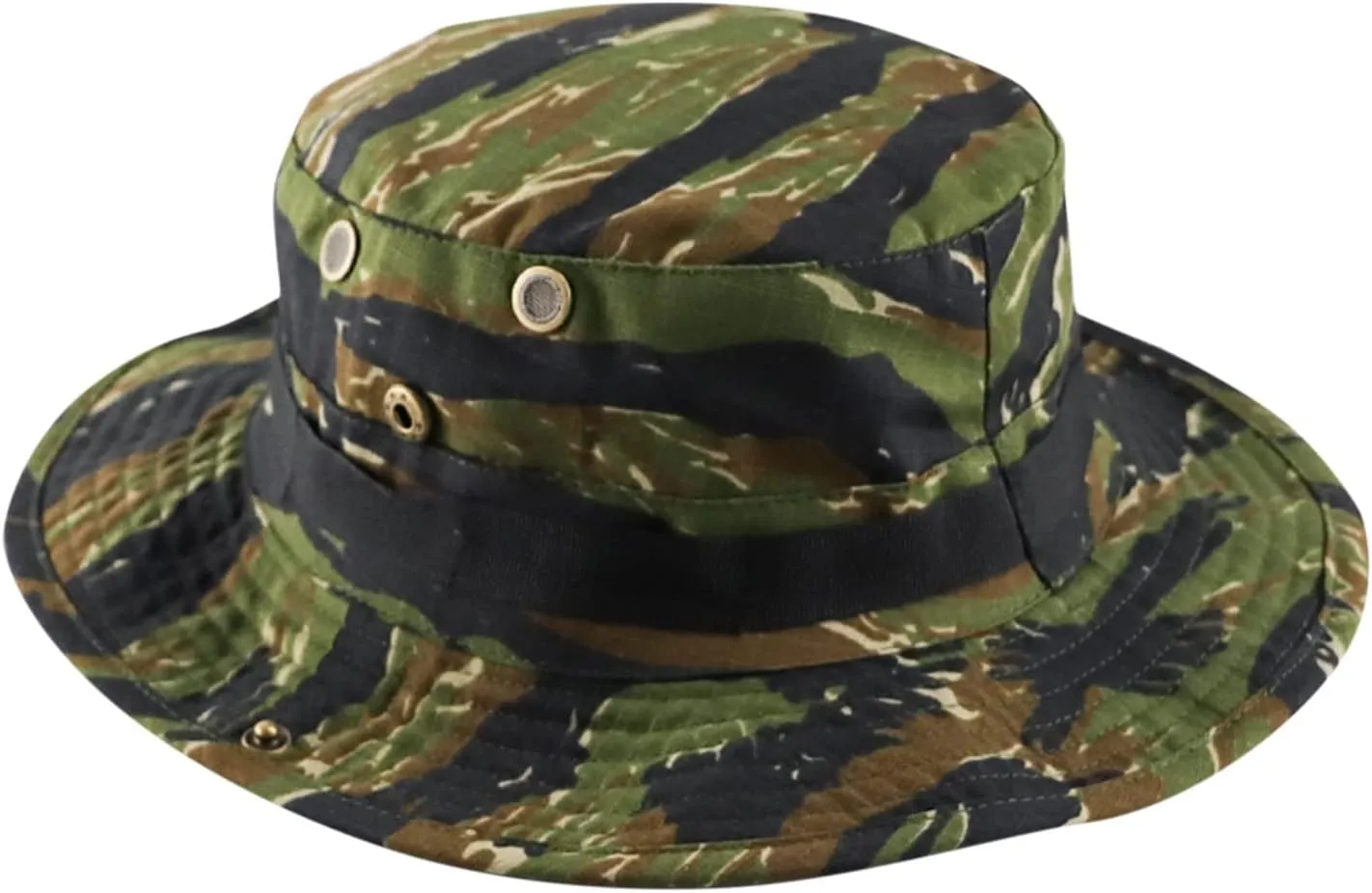Men's and Women's Camouflage Bucket Hats Adjustable Rope Button Fisherman Cap Wide Brim Hiking Sun Hat