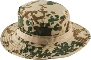 Men's and Women's Camouflage Bucket Hats Adjustable Rope Button Fisherman Cap Wide Brim Hiking Sun Hat