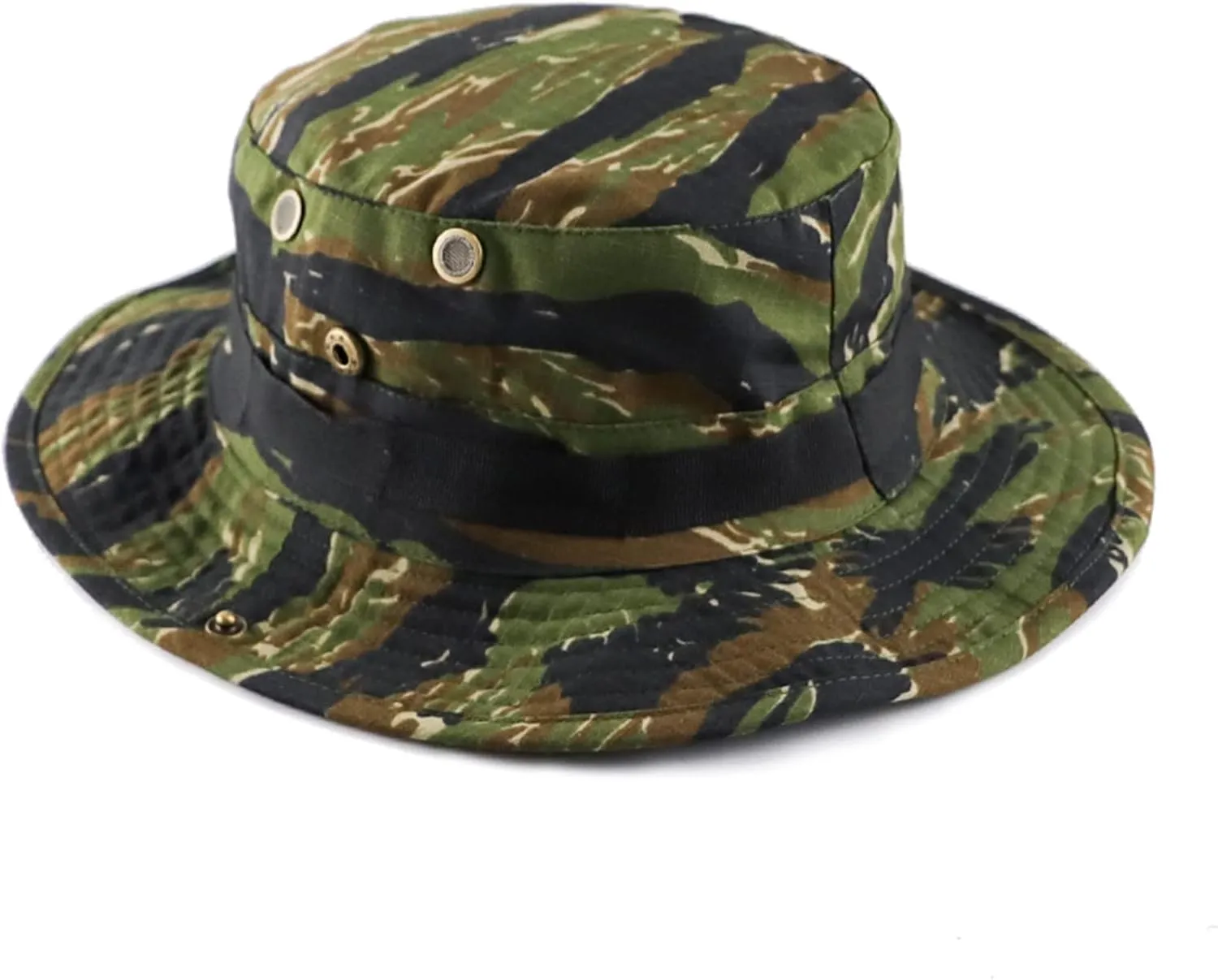 Men's and Women's Camouflage Bucket Hats Adjustable Rope Button Fisherman Cap Wide Brim Hiking Sun Hat