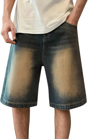 Men's Baggy Jean Shorts Loose Fit Mid Denim Shorts Summer Casual Aesthetic Pants Trendy Outfits