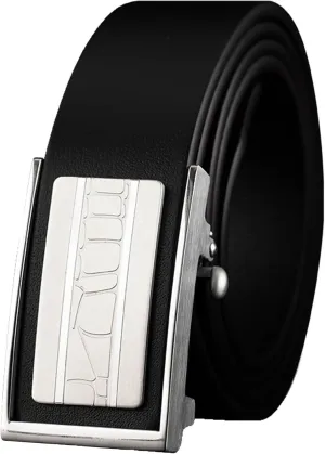 Mens Belt Leather Ratchet Belt for Men Dress And Casual with Toothless Automatic Buckle, Trim To Fit