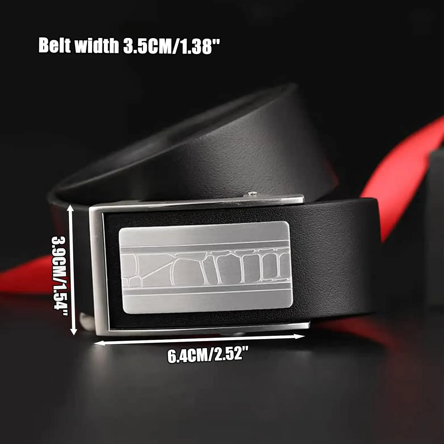 Mens Belt Leather Ratchet Belt for Men Dress And Casual with Toothless Automatic Buckle, Trim To Fit