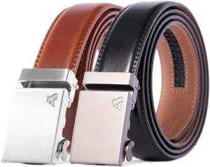 Men's Belt,Bulliant Slide Ratchet Belt for Men Genuine Leather Belts(2 pcs)