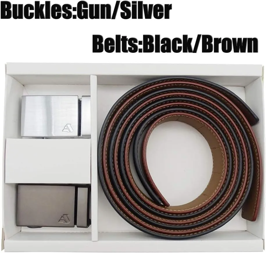 Men's Belt,Bulliant Slide Ratchet Belt for Men Genuine Leather Belts(2 pcs)