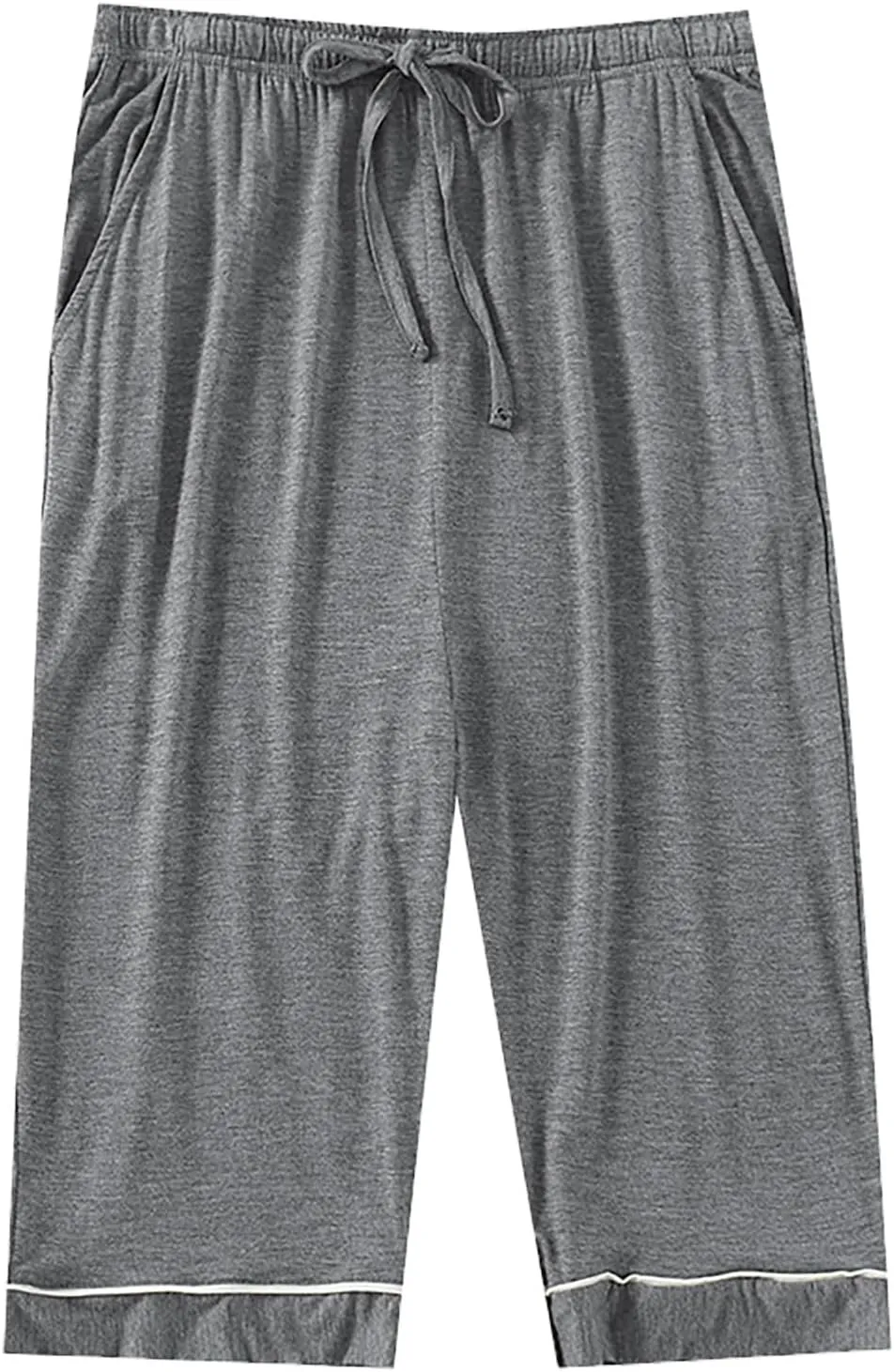 Men's Capri Pants Cotton 3/4 Trousers Cropped Pants Mens Pant Drawstring Jogger Sweatpants
