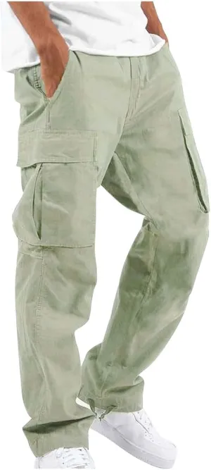 Men's Cargo Pants Casual Athletic Jogger Sports Outdoor Trousers Relaxed Fit Hiking Sweatpants with Multi Pockets