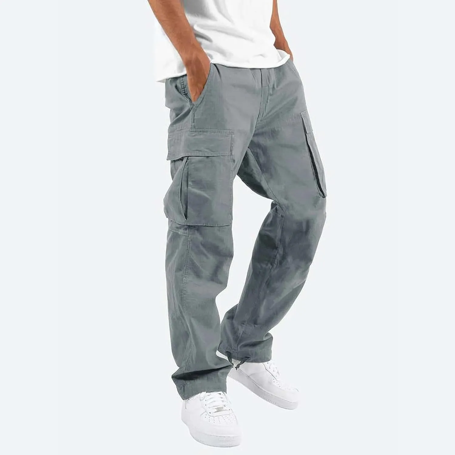 Mens Cargo Pants Casual Athletic Joggers Pants Loose Fit Straight Sweatpants with Multil Pockets Outdoot Hiking Pants