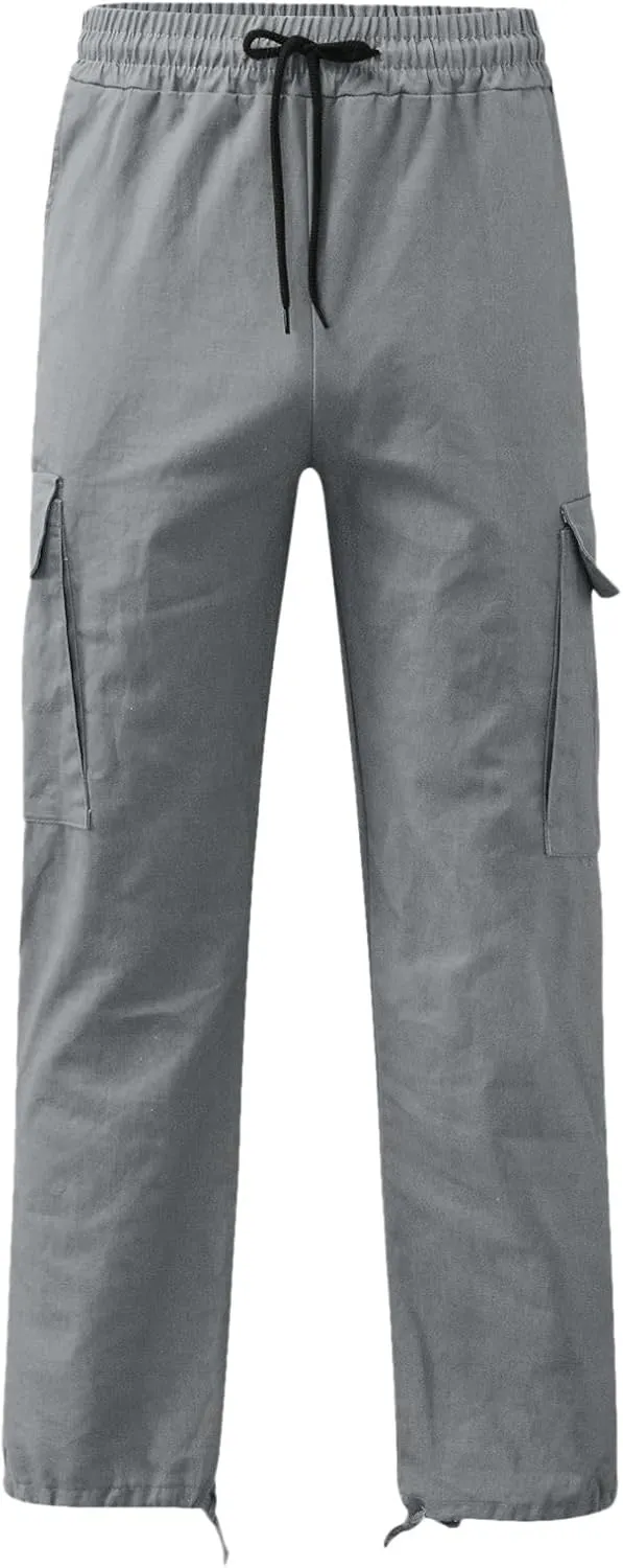 Mens Cargo Pants Casual Athletic Joggers Pants Loose Fit Straight Sweatpants with Multil Pockets Outdoot Hiking Pants