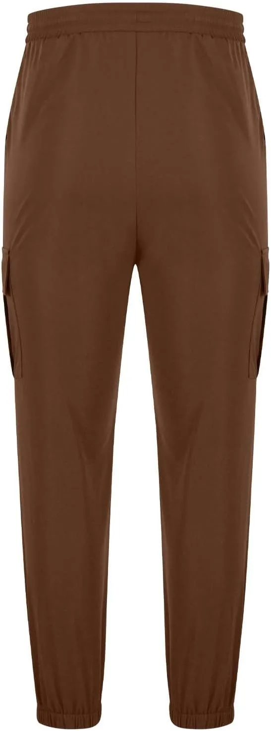 Mens Casual Cargo Joggers Pants Elastic Waist Drawstring Stretch Work Pants Tapered Sweatpants with Multi Pockets